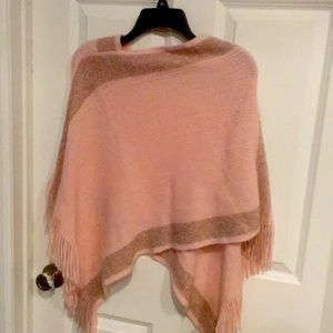 Poncho -pink with gold threads. Youth one size fits most-,youth